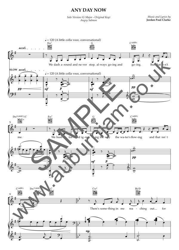 "Any Day Now" from Angry Salmon - Sheet Music (Download)