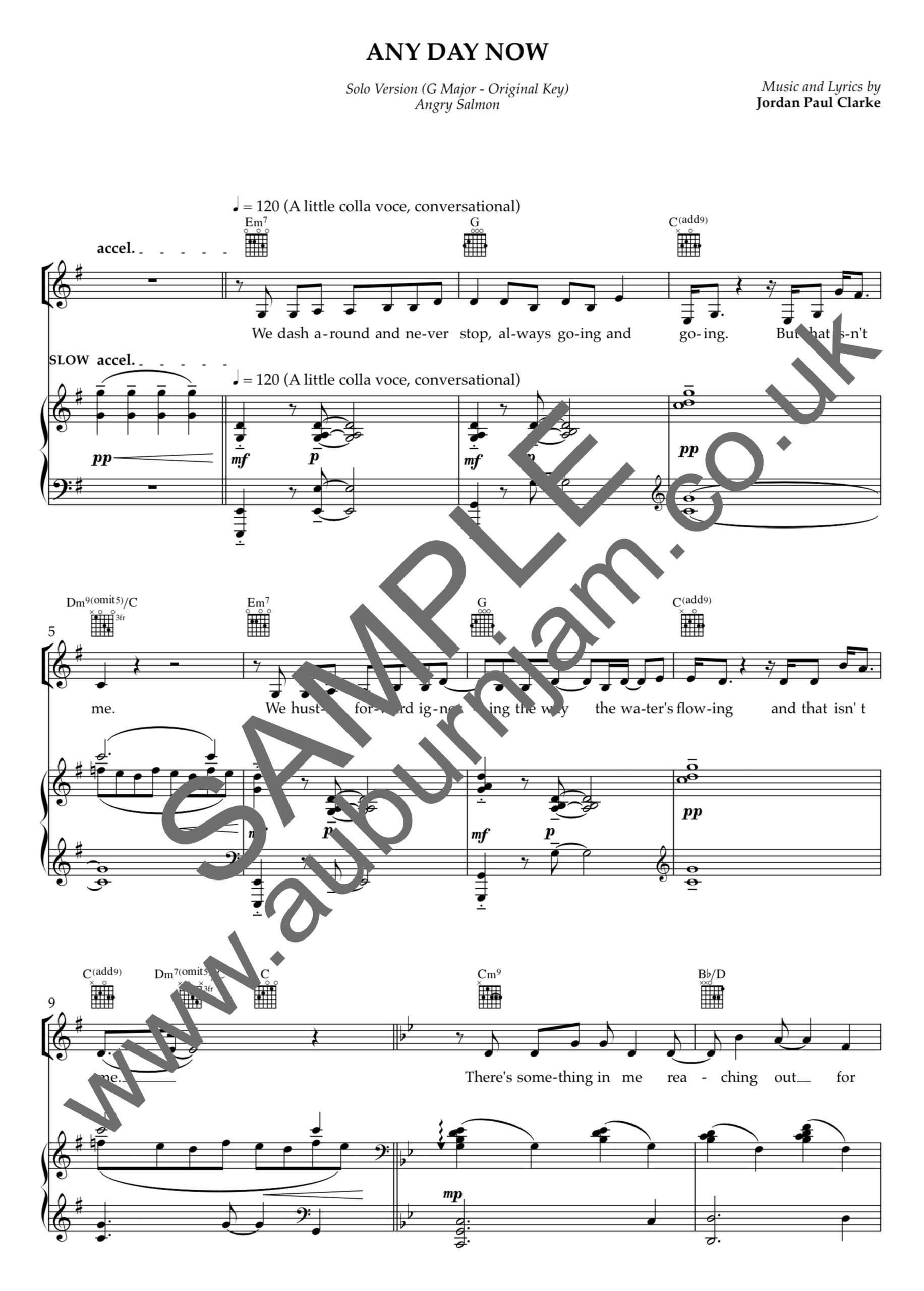 Any Day Now Sheet Music Sample