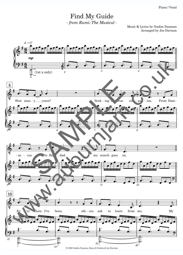 "Find My Guide" from Rumi: The Musical - Sheet Music (Download)