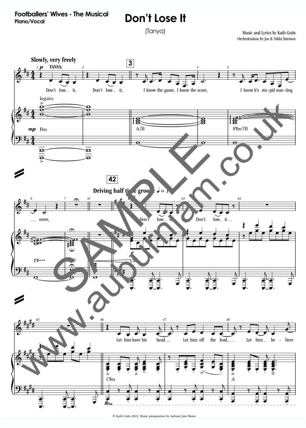 “Don't Lose It" from Footballers’ Wives The Musical - Sheet Music (Download)