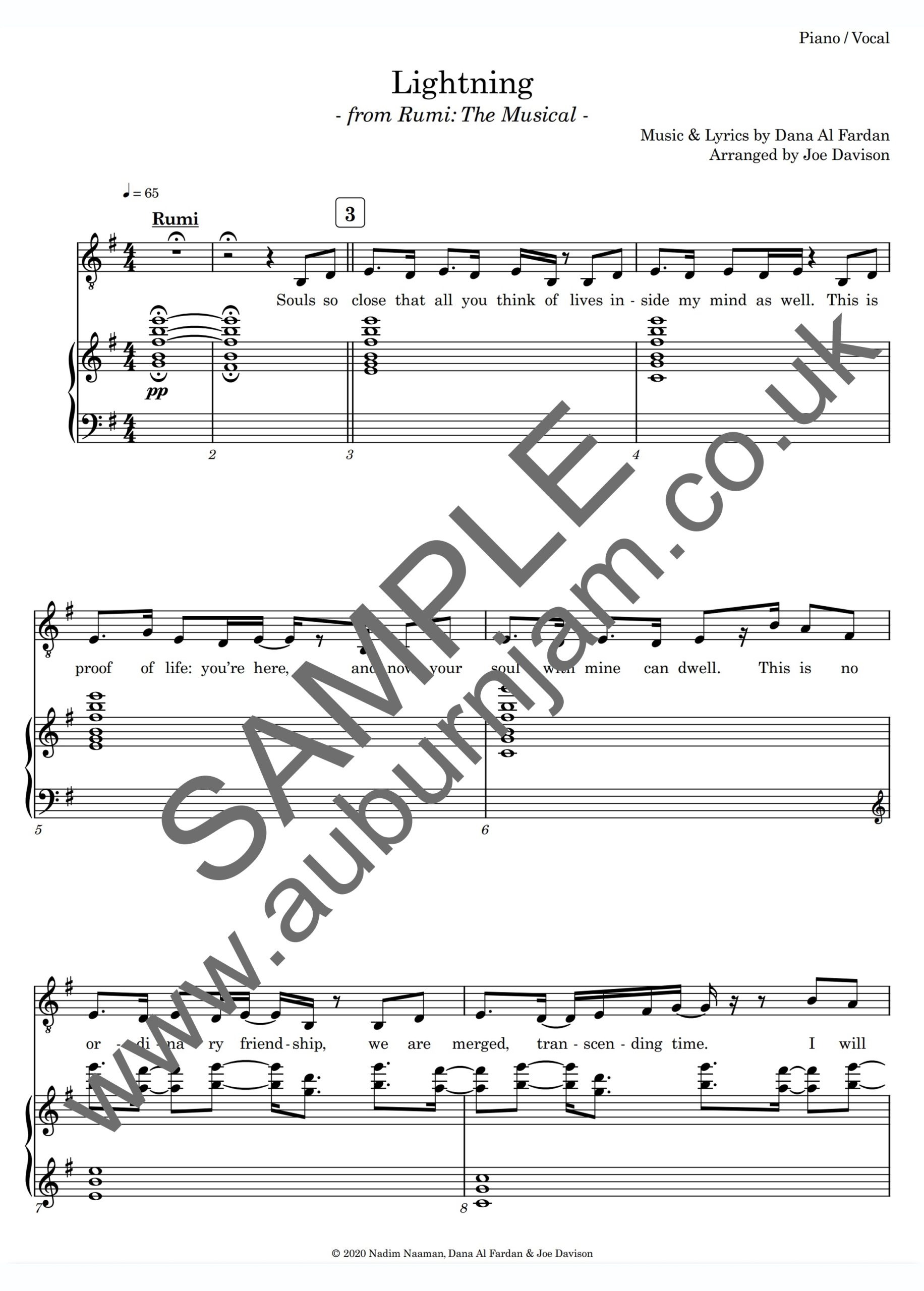 Lightning (Rumi) Sheet Music Sample